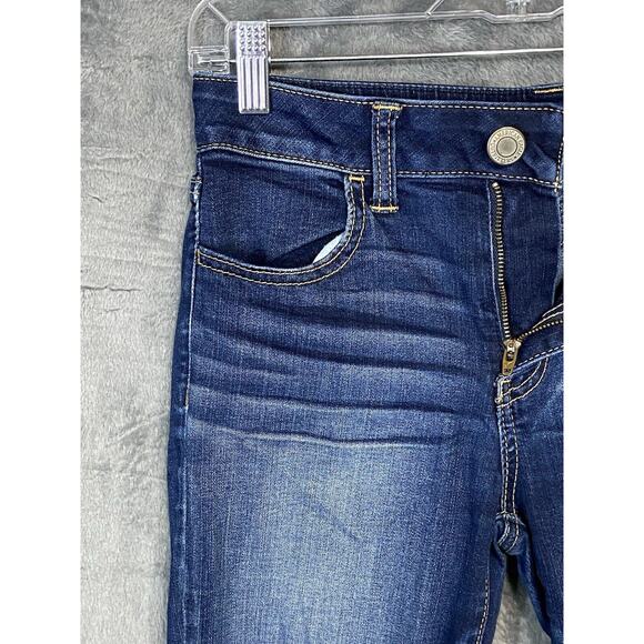 American Eagle Outfitters Jegging Woman Size 4 Super Stretch Ripple Dark Wash - Picture 2 of 16